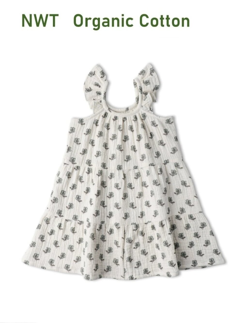 Organic Ruffle Tier Dress size 2-3Y > Makemake Organics: eco-friendly, non-toxic